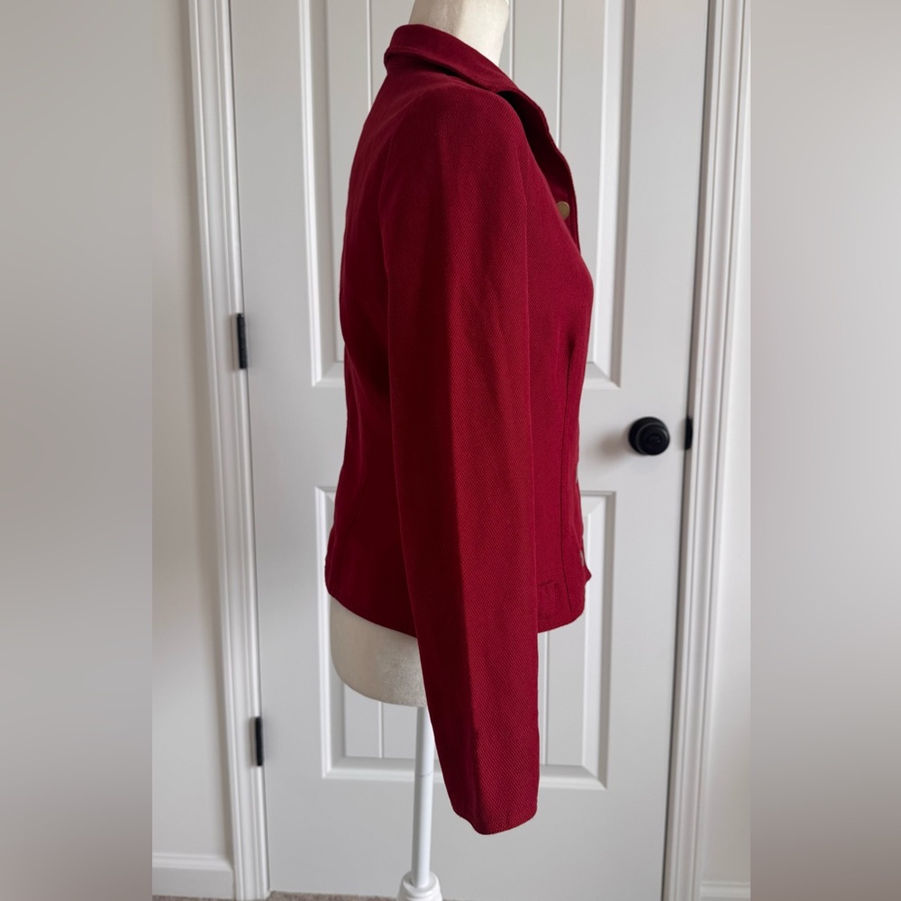 Requirements Size Small Dark Red Button-Front Unlined Jacket - Picture 3 of 10